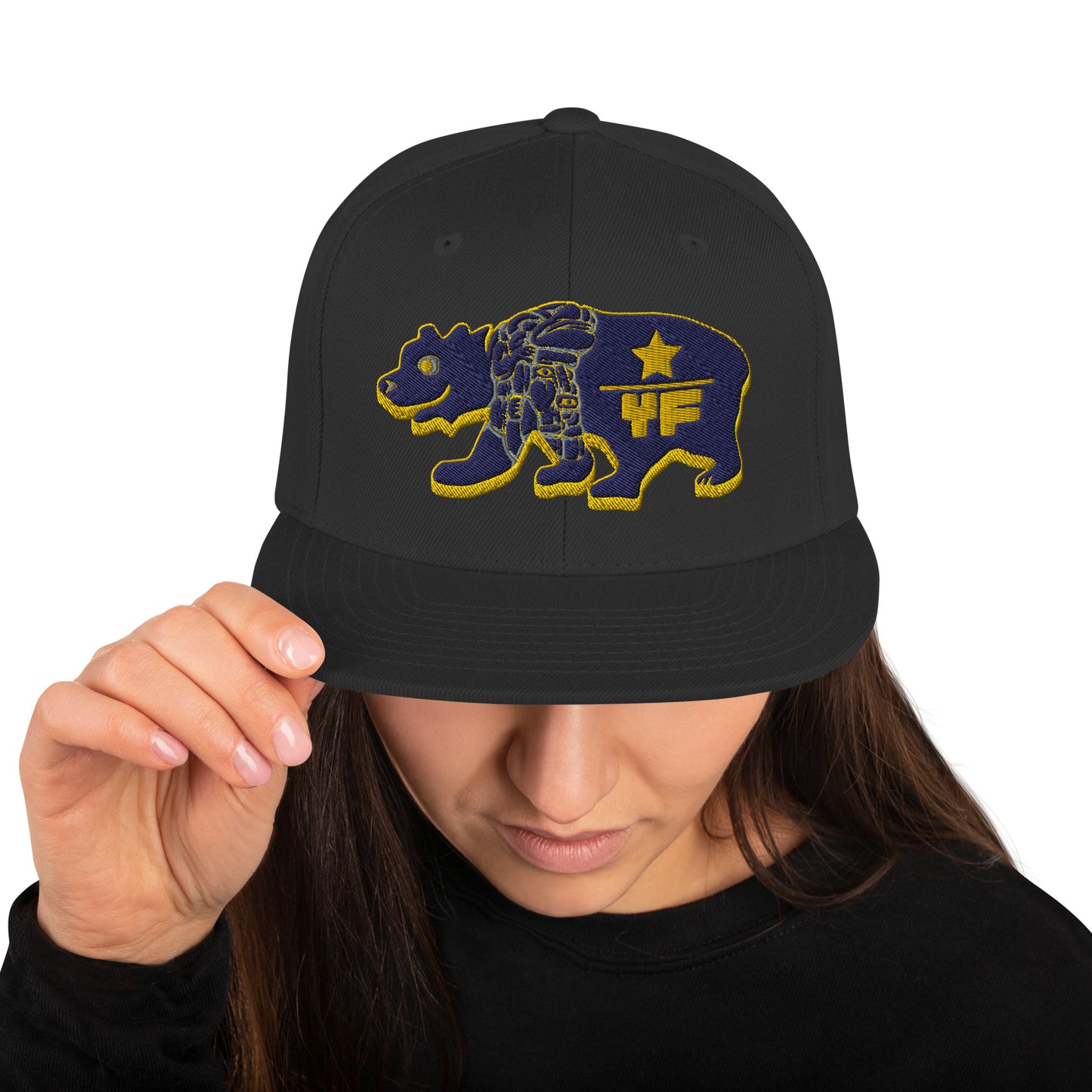 Young Frank Cali Bear Snapback Hat - Blue and Gold