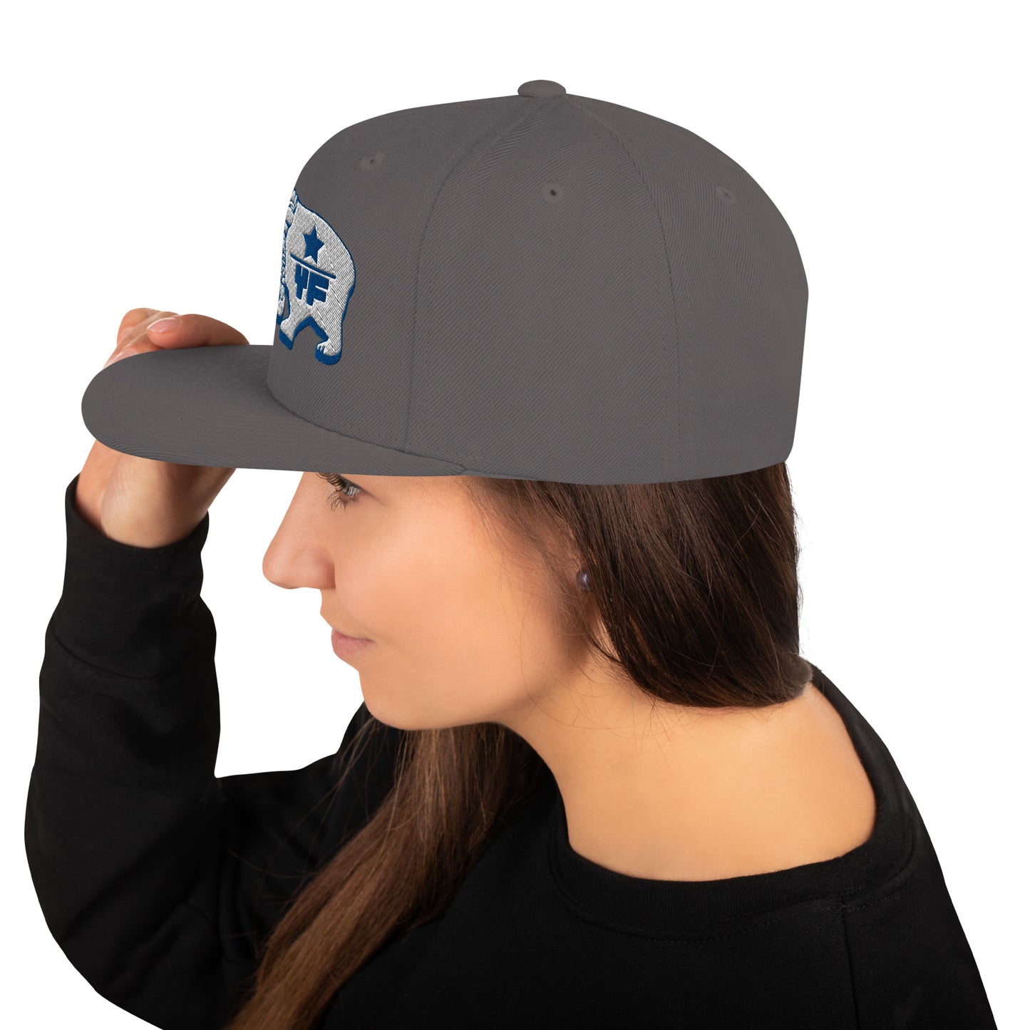 Young Frank Cali Bear Snapback Hat - Blue and Grey