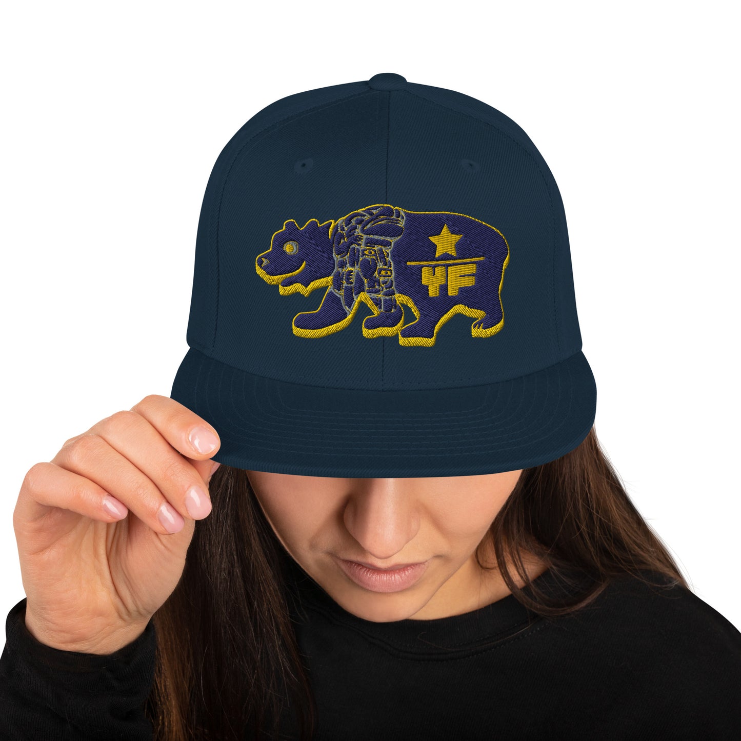Young Frank Cali Bear Snapback Hat - Blue and Gold
