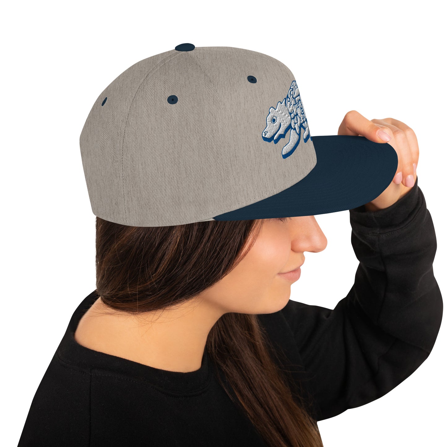 Young Frank Cali Bear Snapback Hat - Blue and Grey