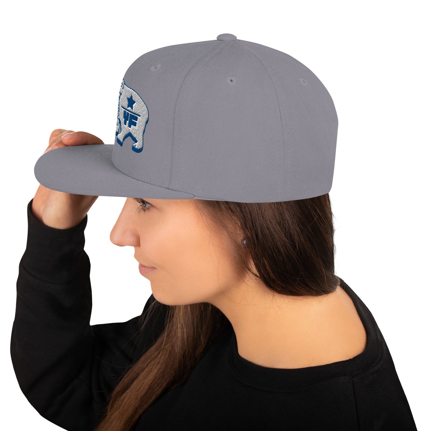 Young Frank Cali Bear Snapback Hat - Blue and Grey