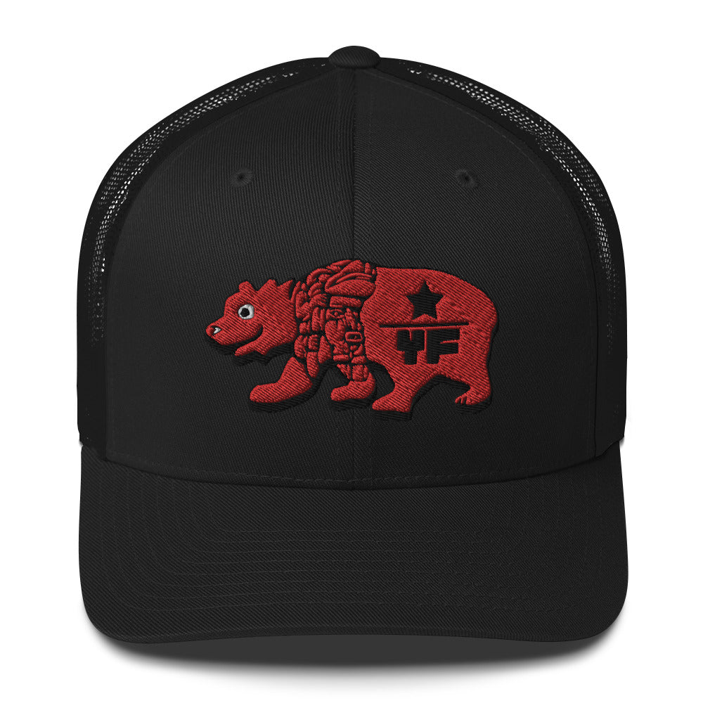 Young Frank Cali Bear - Trucker Cap - Black and Red