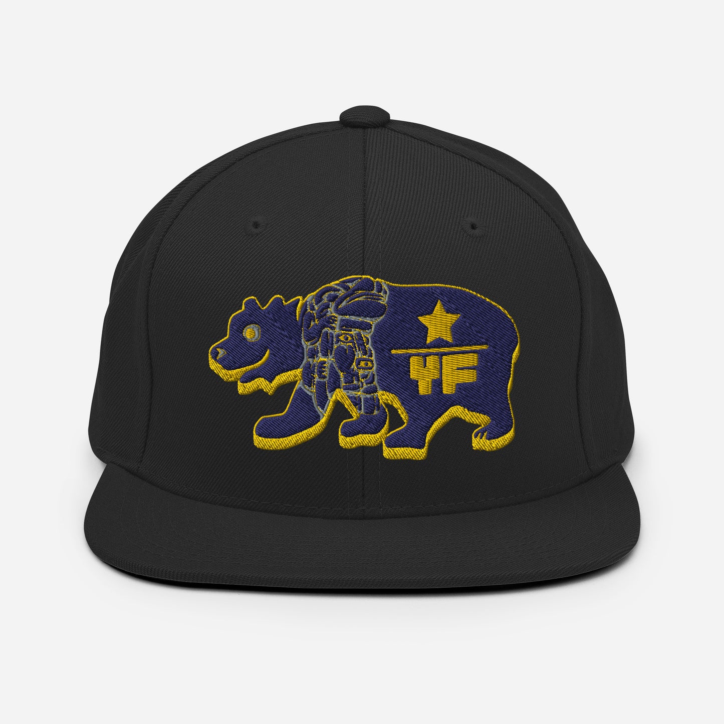 Young Frank Cali Bear Snapback Hat - Blue and Gold