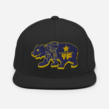 Young Frank Cali Bear Snapback Hat - Blue and Gold