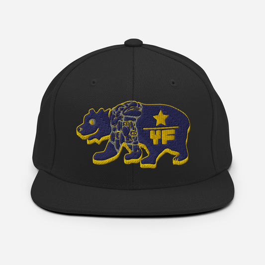 Young Frank Cali Bear Snapback Hat - Blue and Gold