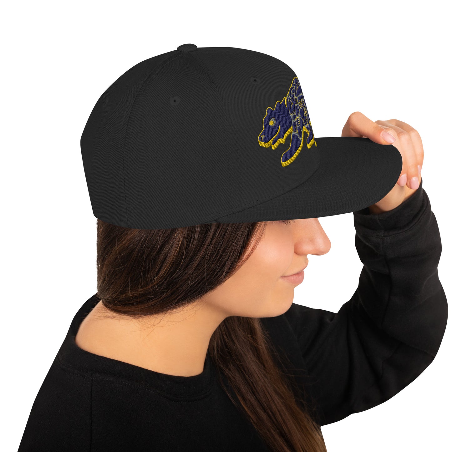 Young Frank Cali Bear Snapback Hat - Blue and Gold