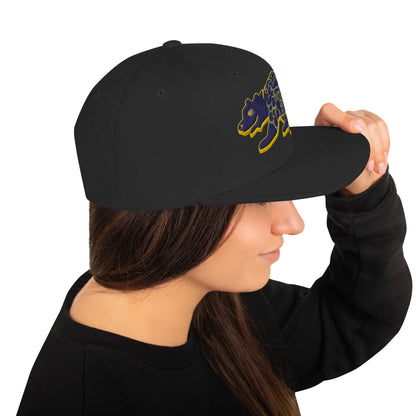 Young Frank Cali Bear Snapback Hat - Blue and Gold