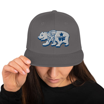Young Frank Cali Bear Snapback Hat - Blue and Grey