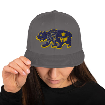 Young Frank Cali Bear Snapback Hat - Blue and Gold