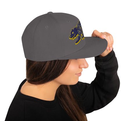 Young Frank Cali Bear Snapback Hat - Blue and Gold