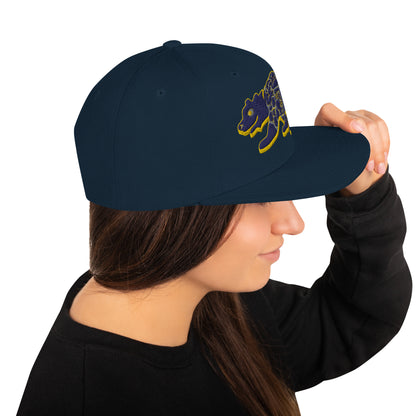 Young Frank Cali Bear Snapback Hat - Blue and Gold