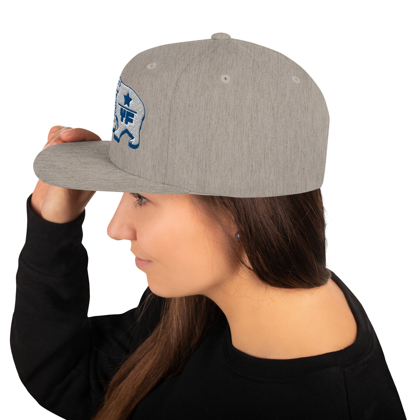 Young Frank Cali Bear Snapback Hat - Blue and Grey