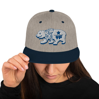 Young Frank Cali Bear Snapback Hat - Blue and Grey