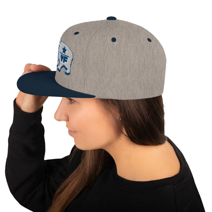 Young Frank Cali Bear Snapback Hat - Blue and Grey