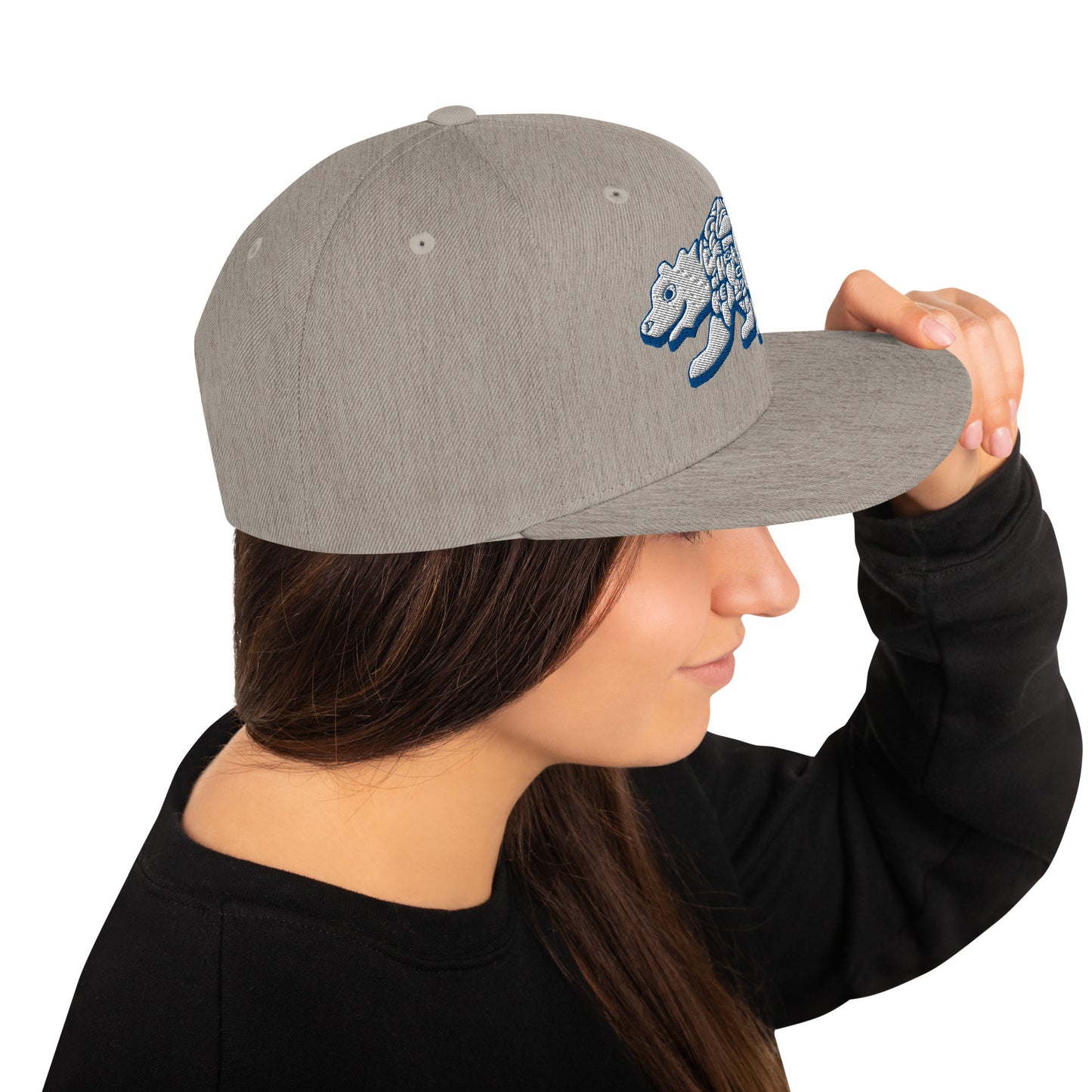 Young Frank Cali Bear Snapback Hat - Blue and Grey