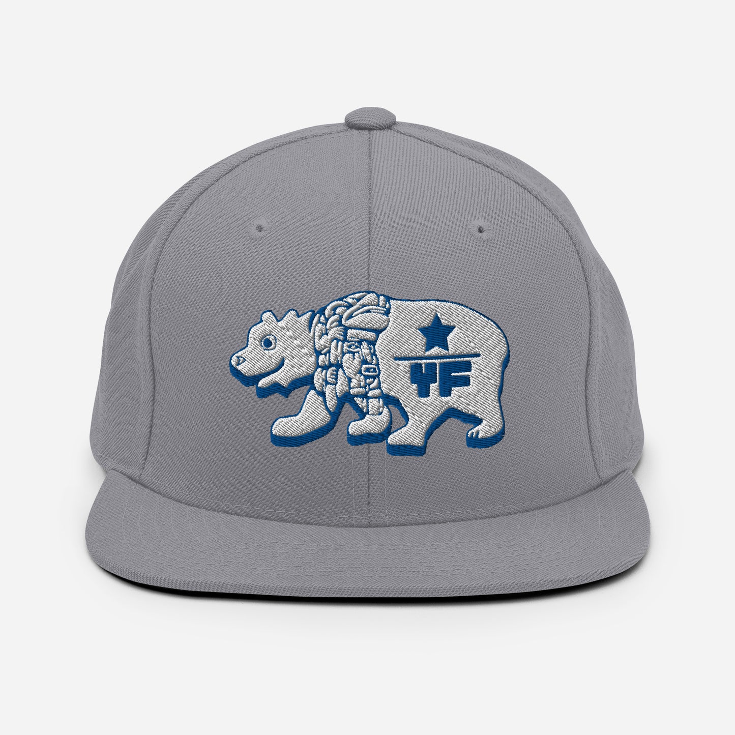 Young Frank Cali Bear Snapback Hat - Blue and Grey